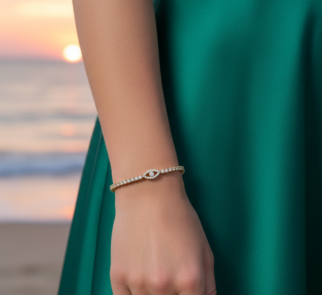 Luxury Gold Color Zircon — Evil Blue Eye Bracelet