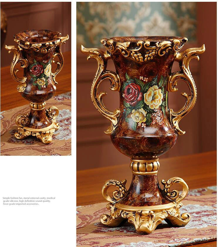 European Resin Vase+Artificial Flower Set Decor Home Livingroom Decoration TV Cabinet Cafe Flower Arrangement Flowerpot Crafts