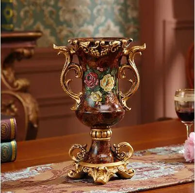 European Resin Vase+Artificial Flower Set Decor Home Livingroom Decoration TV Cabinet Cafe Flower Arrangement Flowerpot Crafts