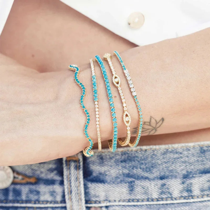 Luxury Gold Color Zircon — Evil Blue Eye Bracelet