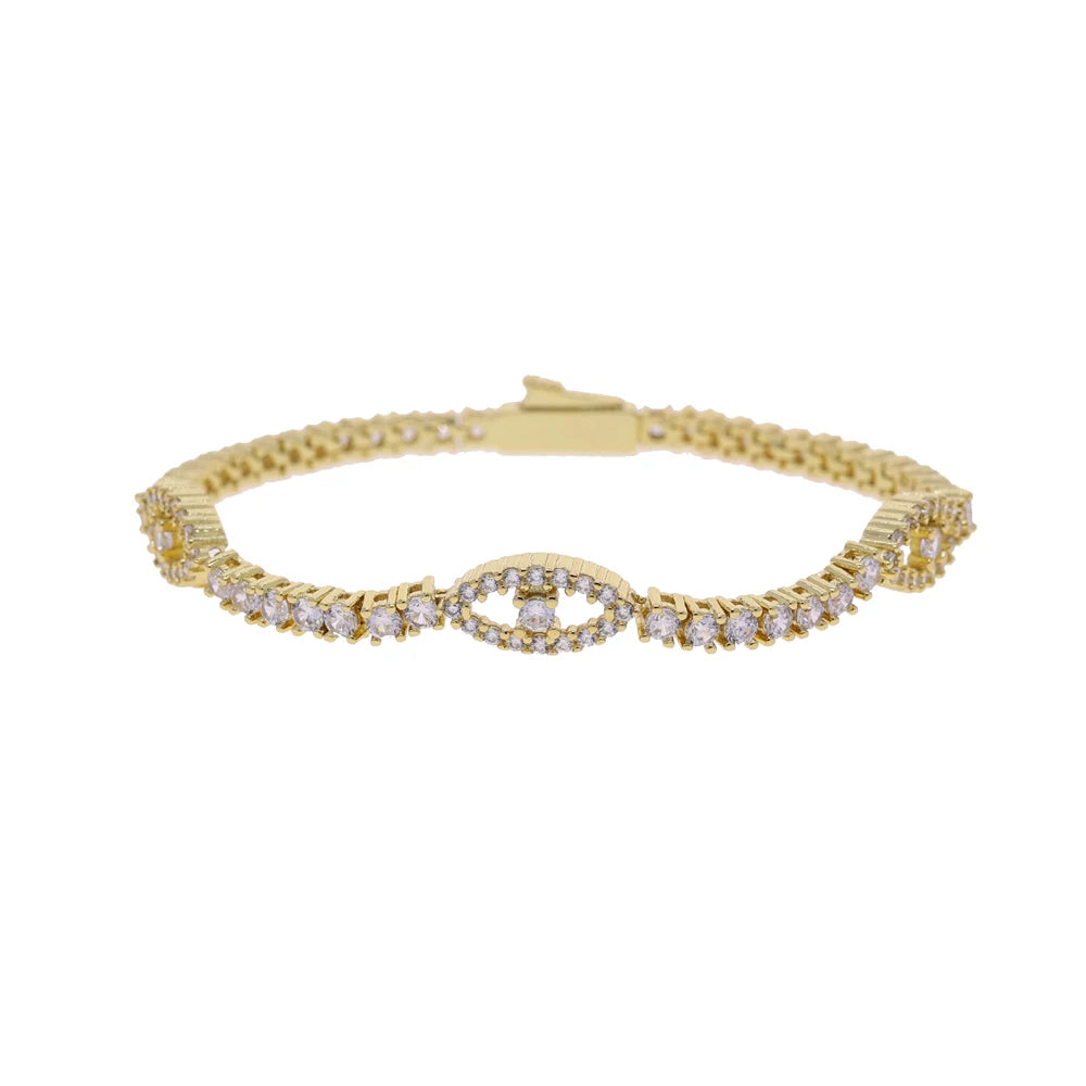 Luxury Gold Color Zircon — Evil Blue Eye Bracelet