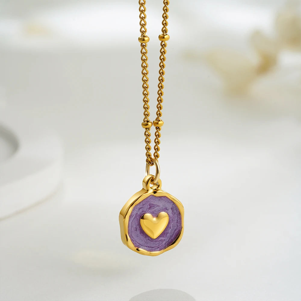 Geometrische Naturstein Halskette — Stern, Herz, Mond, Kreuz