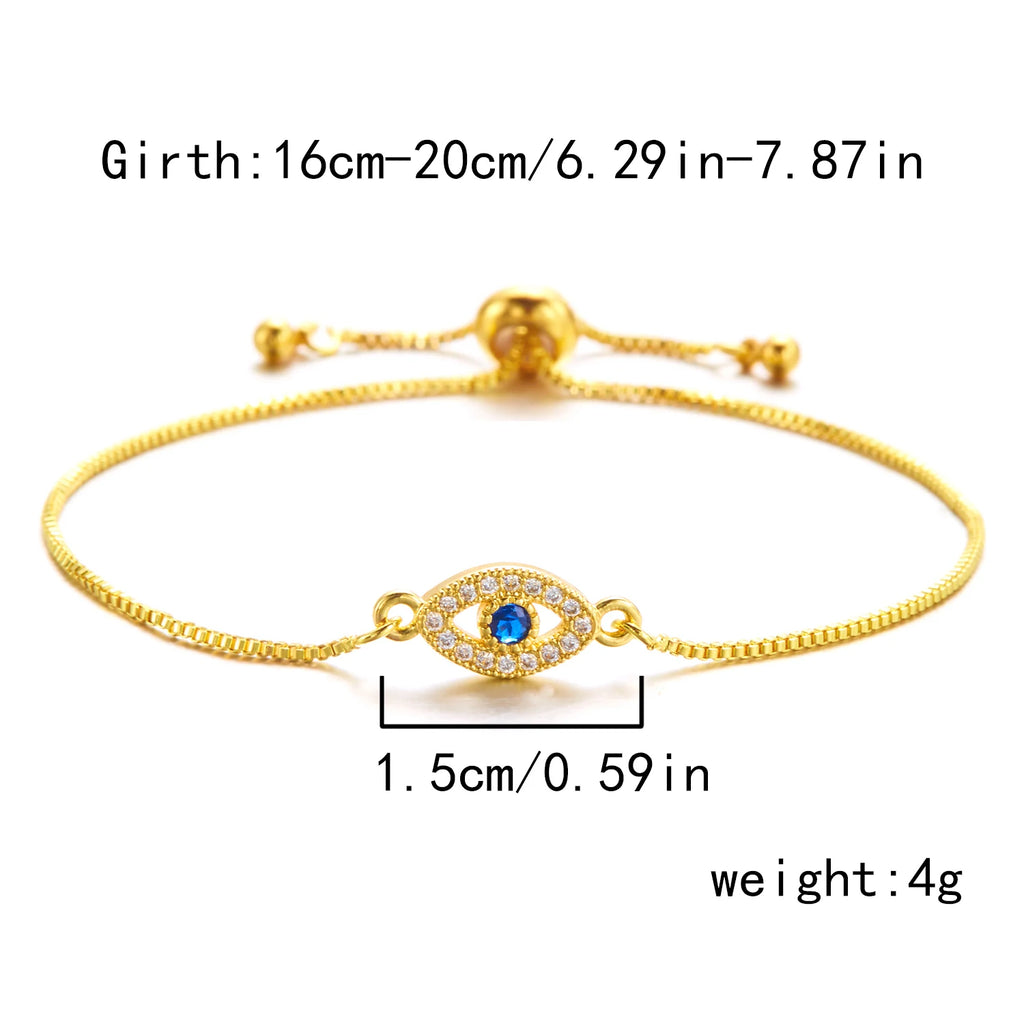Elegantes, handgefertigtes Armband mit blauem Zirkon-„Evil Eye“